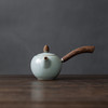 丰子汝窑 【天青侧把壶】泡茶单壶陶瓷大号开片可养木柄茶壶 商品缩略图0