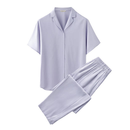 【竹纤维家居服】竹纤维家居服纯色情侣睡衣套装冰丝夏季短袖长裤凉感 商品图2