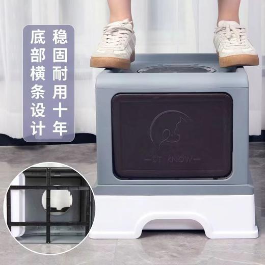 【宠物用品】-新款折叠猫砂盆 带蹭毛器顶出式大号防溅 商品图3