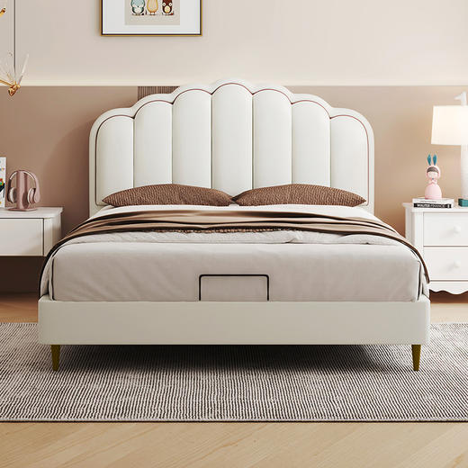 喜梦宝贝壳床儿童床现代简约网红扇形卧室软包床公主床女孩子床 商品图0