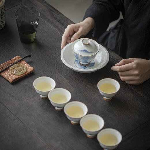 【日用百货】-宜室茶话青花手绘青山盖碗茶杯 商品图4