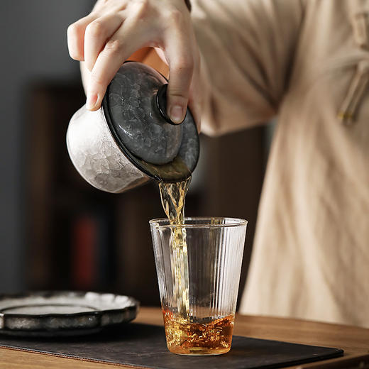 龙泉三才盖碗茶杯黑冰单个青瓷泡茶碗铁胎哥窑冰裂纹陶瓷功夫茶具 商品图1