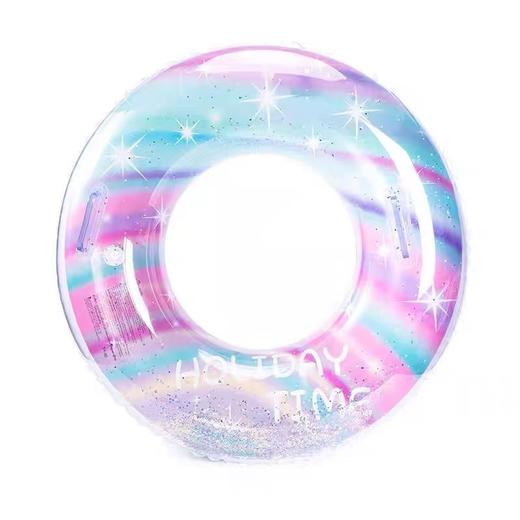 五彩星空亮片带拉手拉手亲子游泳圈儿童成人加厚充气救生圈浮力圈男女士腋下游泳圈气囊多尺寸1个 商品图3