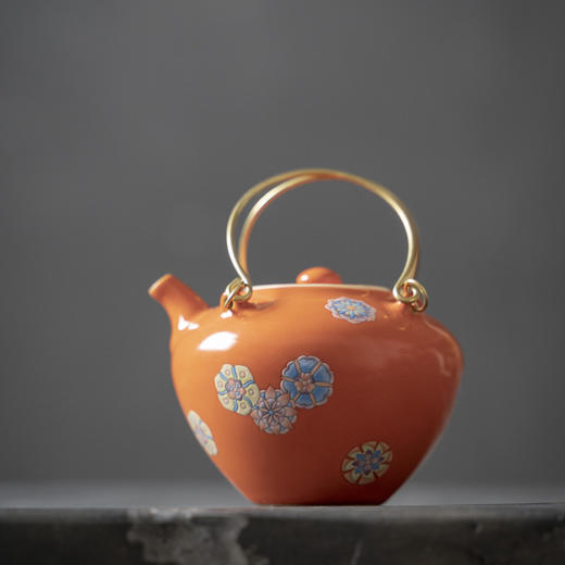 【日用百货】-宜室茶话 陶瓷手工铜提梁壶泡茶壶 商品图6