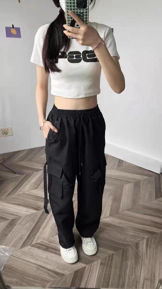 千吉娜Chigina-2023夏季新款 女款美式卡扣工装裤2097 商品图4