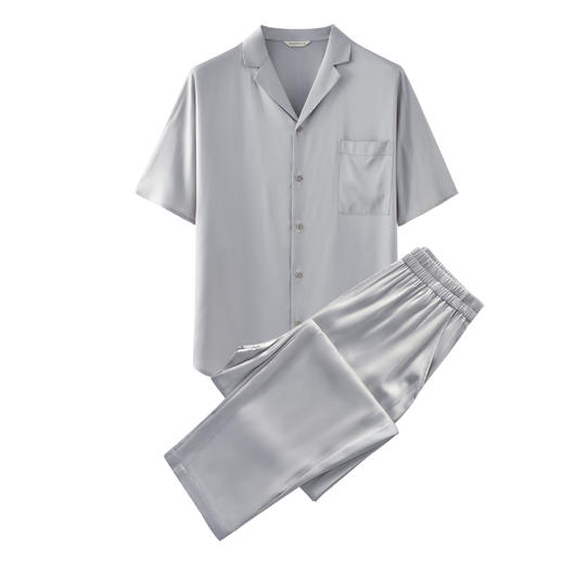 【竹纤维家居服】竹纤维家居服纯色情侣睡衣套装冰丝夏季短袖长裤凉感 商品图11