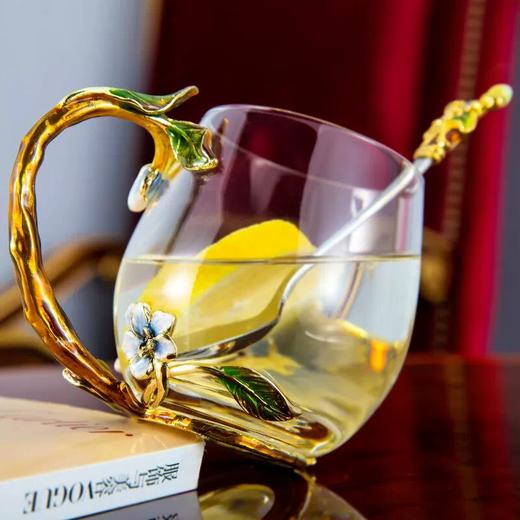 罗比罗丹珐琅彩茉莉花水杯家用创意玻璃杯花茶杯礼物 商品图6