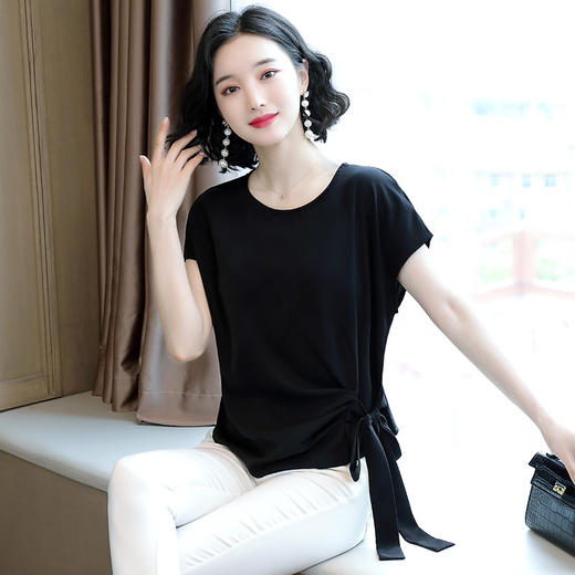 纯色百搭，短袖t恤宽松系带大码上衣KQL-E253N5902 商品图7