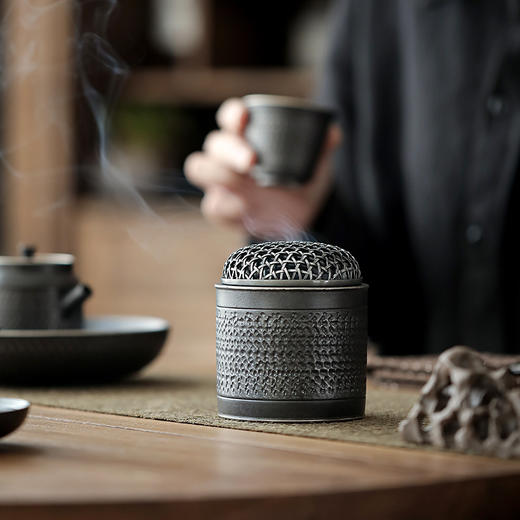 黑玄盘香炉家用室内书房茶道供佛焚陶瓷小香炉居家复古线香香薰炉 商品图2