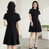 罗蒙夏季女装短袖连衣裙女士修身显瘦蝴蝶结装饰领通勤百搭休闲连衣裙 商品缩略图2