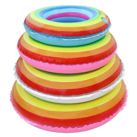 夏之恋彩虹充气游泳圈儿童泳圈成人加厚充气救生圈浮力圈男女士腋下彩虹游泳圈多尺寸1个 商品图3