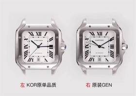 KOR厂卡地亚山度士复刻手表一比一手表真假对比评测