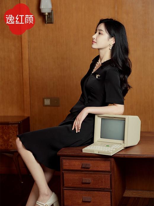 逸红颜明月优选#『苏潼』6A级 “重磅”桑蚕丝,V领收腰连衣裙，贵气高管风！现货秒发 商品图3