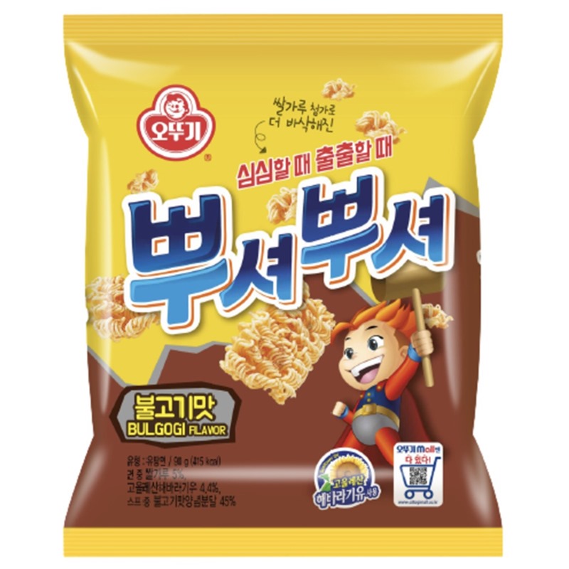 不倒翁干脆面烤肉味90g오뚜기 뿌셔뿌셔 불고기맛