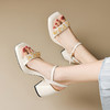 时尚粗跟中跟凉鞋，新款夏季法式仙女风气质一字带高跟鞋YZ-627-5 商品缩略图3