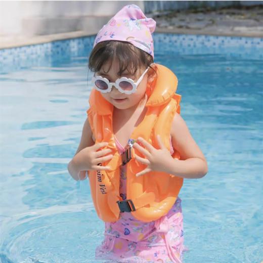 夏之恋儿童救生衣婴幼儿连体助泳衣背心婴儿学游泳浮力充气背心运动救生圈独立气囊设备黄色1件 商品图1