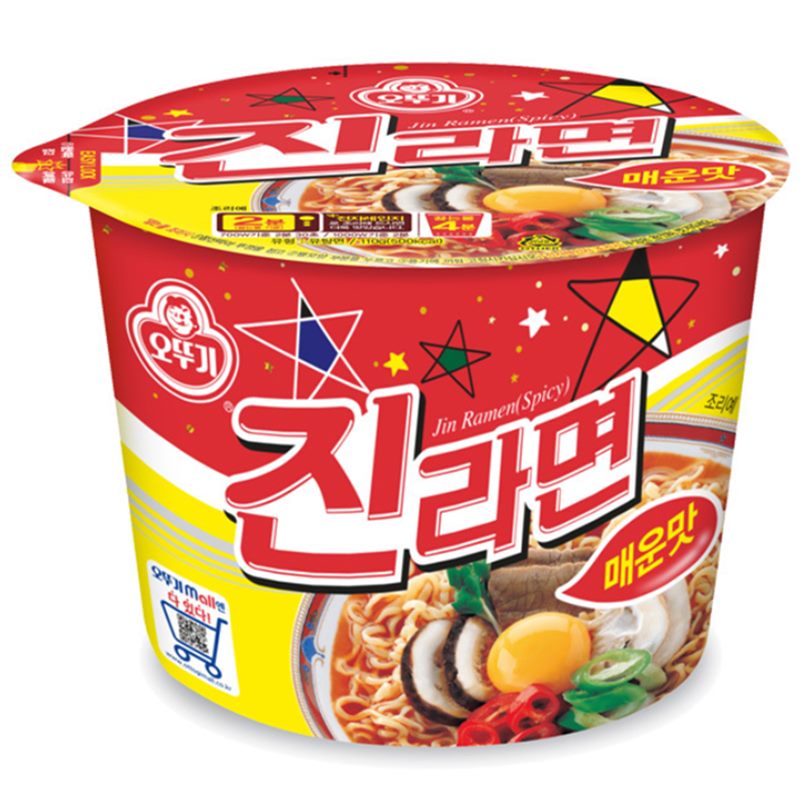 不倒翁真拉面辣味大碗110g오뚜기 진라면매운맛 큰컵