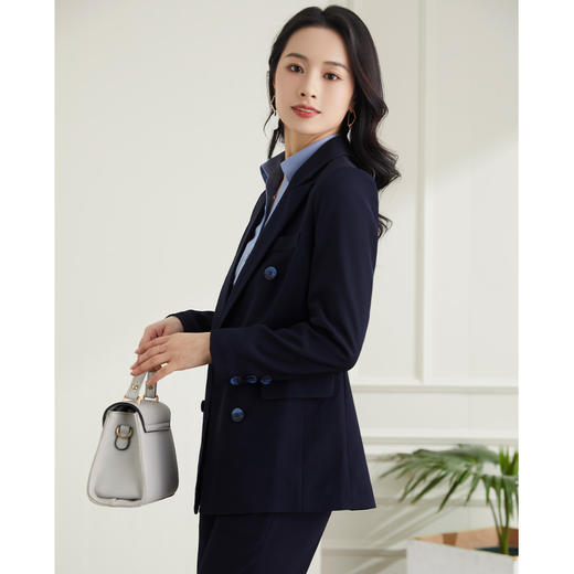 罗蒙春秋女装双排扣西服外套女士商务通勤职业OL气质单西装上衣外套 商品图4
