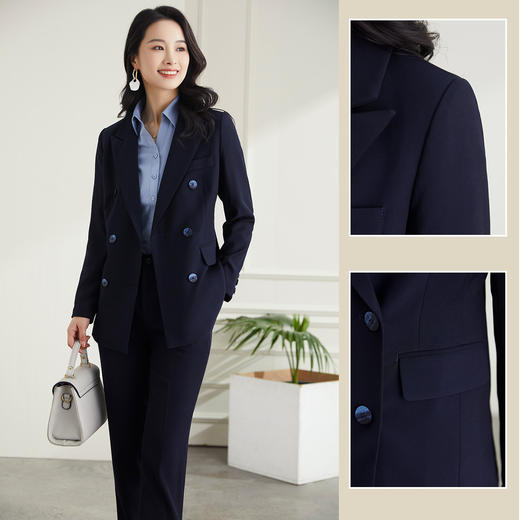 罗蒙春秋女装双排扣西服外套女士商务通勤职业OL气质单西装上衣外套 商品图2