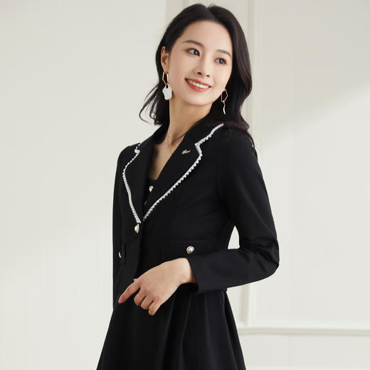 罗蒙春秋女装小香风小西装外套女士修身短款优雅气质拼色领单西服上衣外套 商品图6