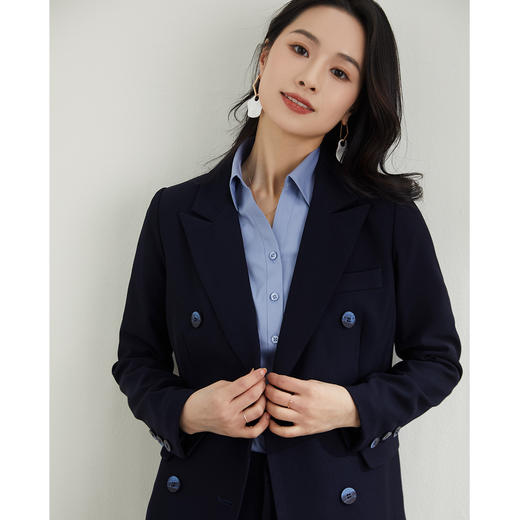 罗蒙春秋女装双排扣西服外套女士商务通勤职业OL气质单西装上衣外套 商品图5