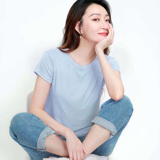 亲肤神衣｜婴儿绒坑条T，大厂品质、色调高雅、显瘦 商品图2