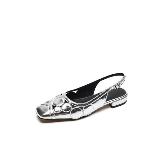 夏天金色包头凉鞋，女外穿平底鞋后绊带方头金色银色凉鞋YZ-331-2 商品图4