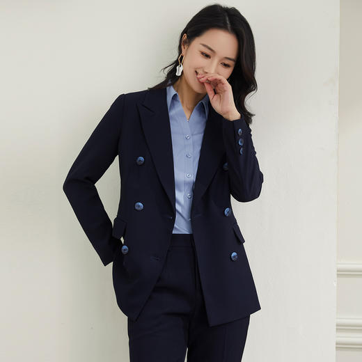 罗蒙春秋女装双排扣西服外套女士商务通勤职业OL气质单西装上衣外套 商品图3