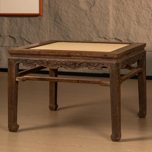 清  黄花梨罗锅枨马蹄腿螭龙纹大禅凳 商品图4