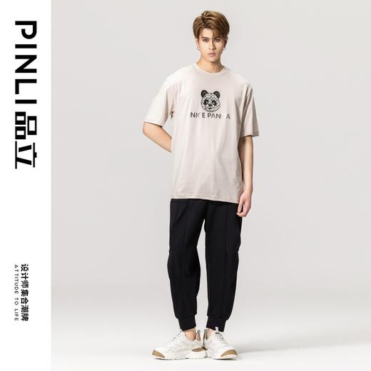 PINLI品立春季新款熊猫印花短袖T恤男士休闲上衣BG231111051 商品图2