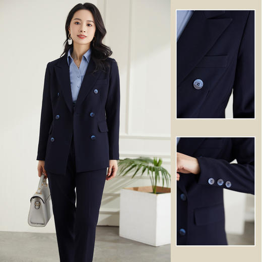 罗蒙春秋女装双排扣西服外套女士商务通勤职业OL气质单西装上衣外套 商品图1