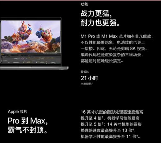 APPLE 苹果Apple MacBook ProM1轻薄笔记本电脑2021 金属银 16英寸Pro【10核+16核 】16G+512G 商品图1