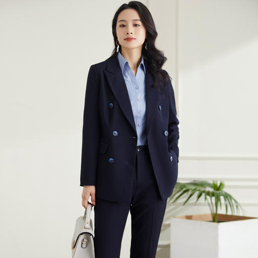 罗蒙春秋女装双排扣西服外套女士商务通勤职业OL气质单西装上衣外套 商品图6