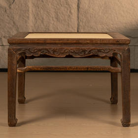 清  黄花梨罗锅枨马蹄腿螭龙纹大禅凳