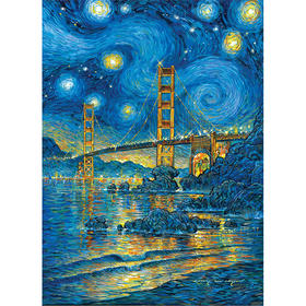 旧金山的星月夜 500片拼图 文创周边 Peter Pauper Press 英文原版 San Francisco Starry Night 500 Piece Jigsaw Puzzle