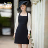 AD洋气鎏光纱接拼连衣裙女法式名媛赫本风小黑裙气质女神范裙子夏 商品缩略图0