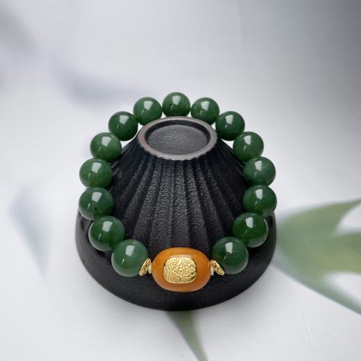 S925碧玉单圈手串-蜜蜡枣珠 商品图0