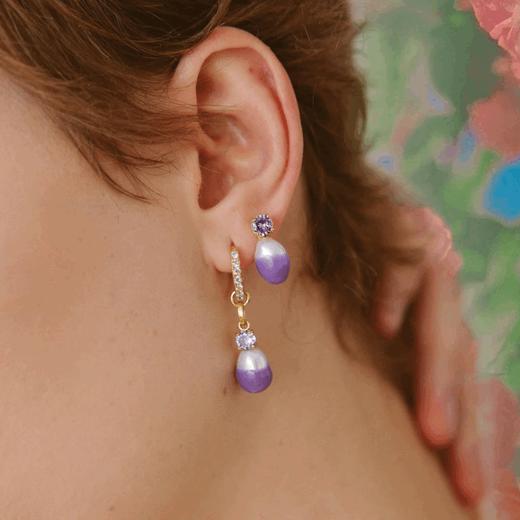 北京仓丨Wilhelmina Garcia-Swan-紫色 珍珠 吊坠耳环 (单只)［西班牙设计师］ 商品图2