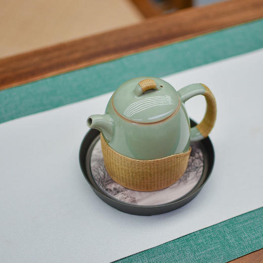羽诗制造出品 江南竹语套装非遗竹编青瓷茶具陶瓷壶承文创礼盒 商品图1