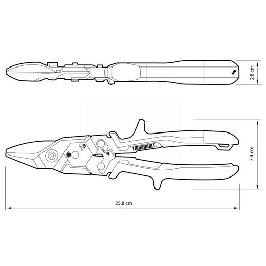 左弯头省力航空剪不锈钢铝片塑料铁皮TB-H4-60-LTOUGHBUILT拓必得官方正品  30把/箱 商品图1