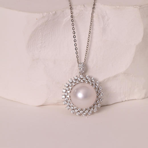 美裕 银925淡水珍珠吊坠（送银链）10-11mm白 106602 商品图3