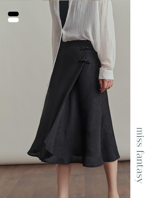 几何双绉斜纹裁向新中式真丝半裙（两色）FB4263236 商品图0