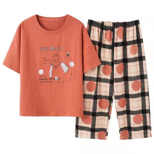 新款短袖睡衣女，夏季套装韩版可爱特大码，软绵绵春夏睡衣两件套。舒适的面料和宽松的设计，让您在炎热的夏季也能享受舒适的睡眠。搭配可爱的设计，让您在家中也能时尚不失可爱！ 商品图5