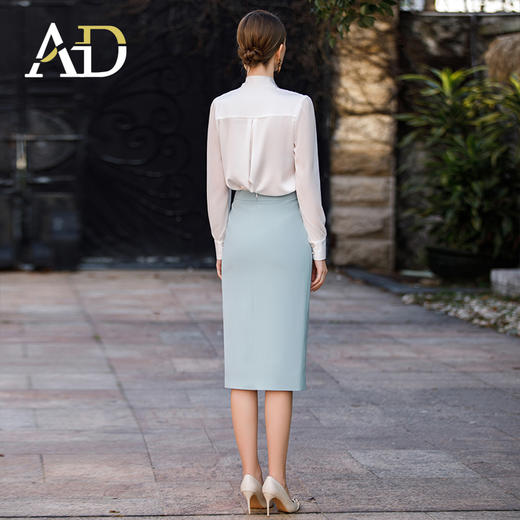 AD播音艺考主持人正装女OL通勤白色衬衫职业装上衣大学生面试服装 商品图3