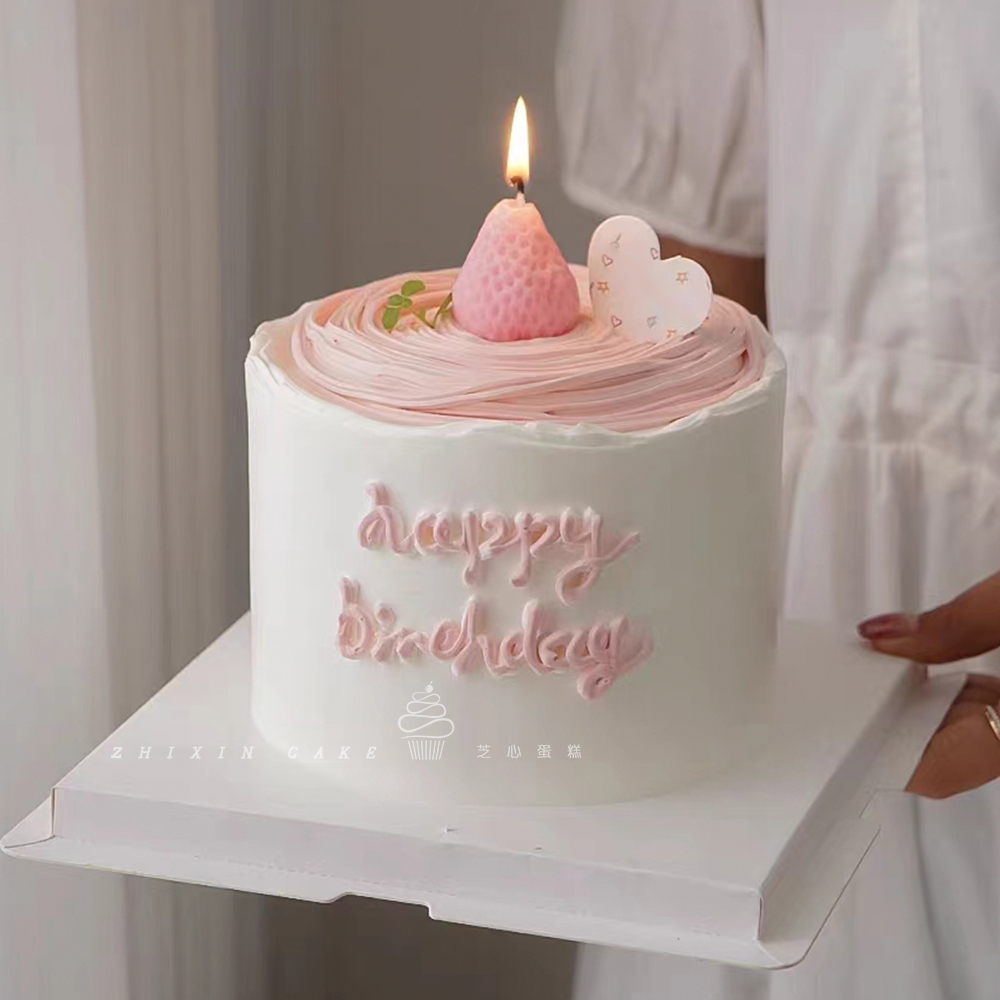 【唯一】Ins爆款简约草莓蜡烛生日蛋糕