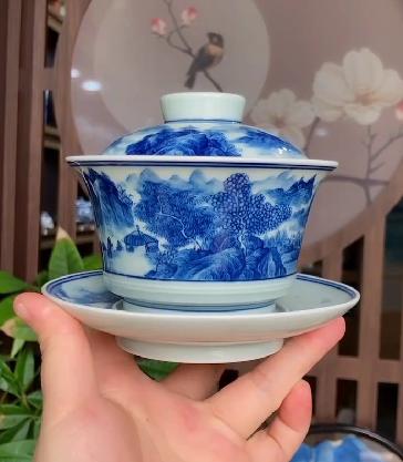 青花山水盖碗系列 商品图0