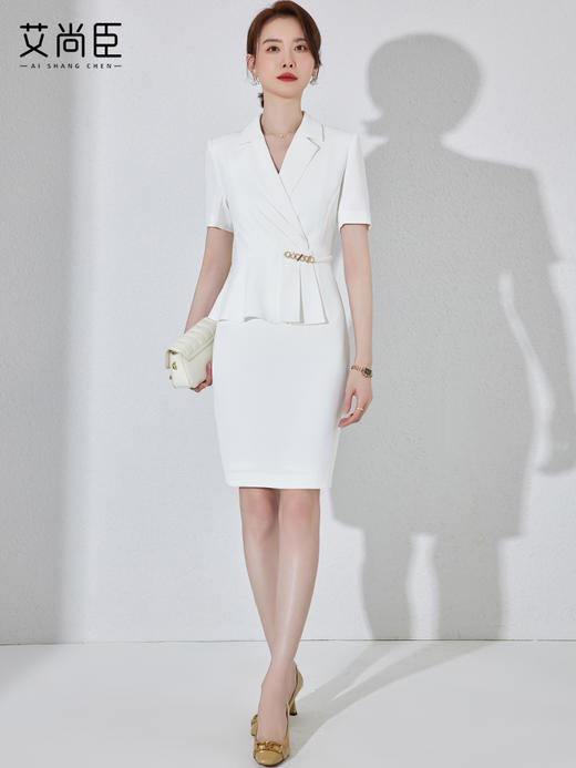 职业连衣裙女夏季高级感假两件裙子气质珠宝店酒店前台接待工作服 商品图2