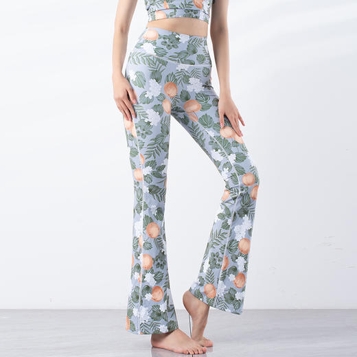 跃牌【洛水之神系列】新款显瘦遮肉微喇速干印花瑜伽裤YC024 商品图7