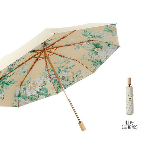 【三折木柄金杆铝合金】晴雨两用遮阳伞防晒防紫外线彩胶折叠女太阳伞 商品图6