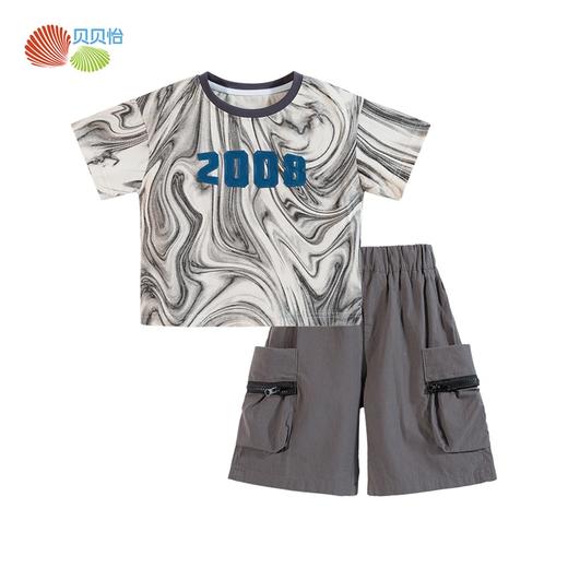 贝贝怡男童短袖套装夏装中童宝宝衣服儿童t恤两件套232T2616 商品图6